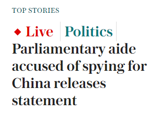 Chinese spy in UK Gov. Which one?